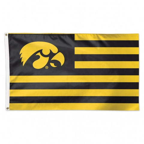 Iowa Hawkeyes Flag 3x5 Deluxe Style Stars and Stripes Design Special Order