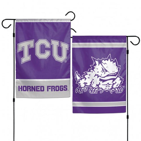 Texas Christian Horned Frogs Flag 12x18 Garden Style 2 Sided