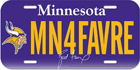 Minnesota Vikings License Plate Plastic Brett Favre Design 