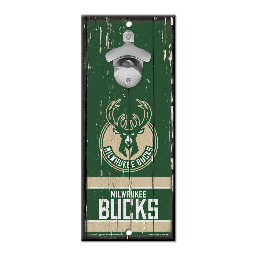 Milwaukee Bucks Sign Wood 5x11 Bottle Opener Special Order