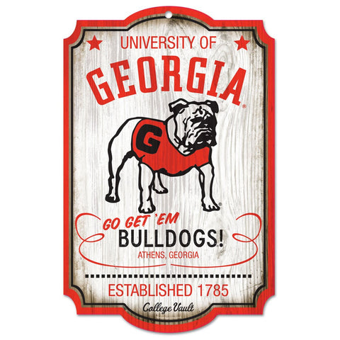 Georgia Bulldogs Sign 11x17 Wood College Vault Style