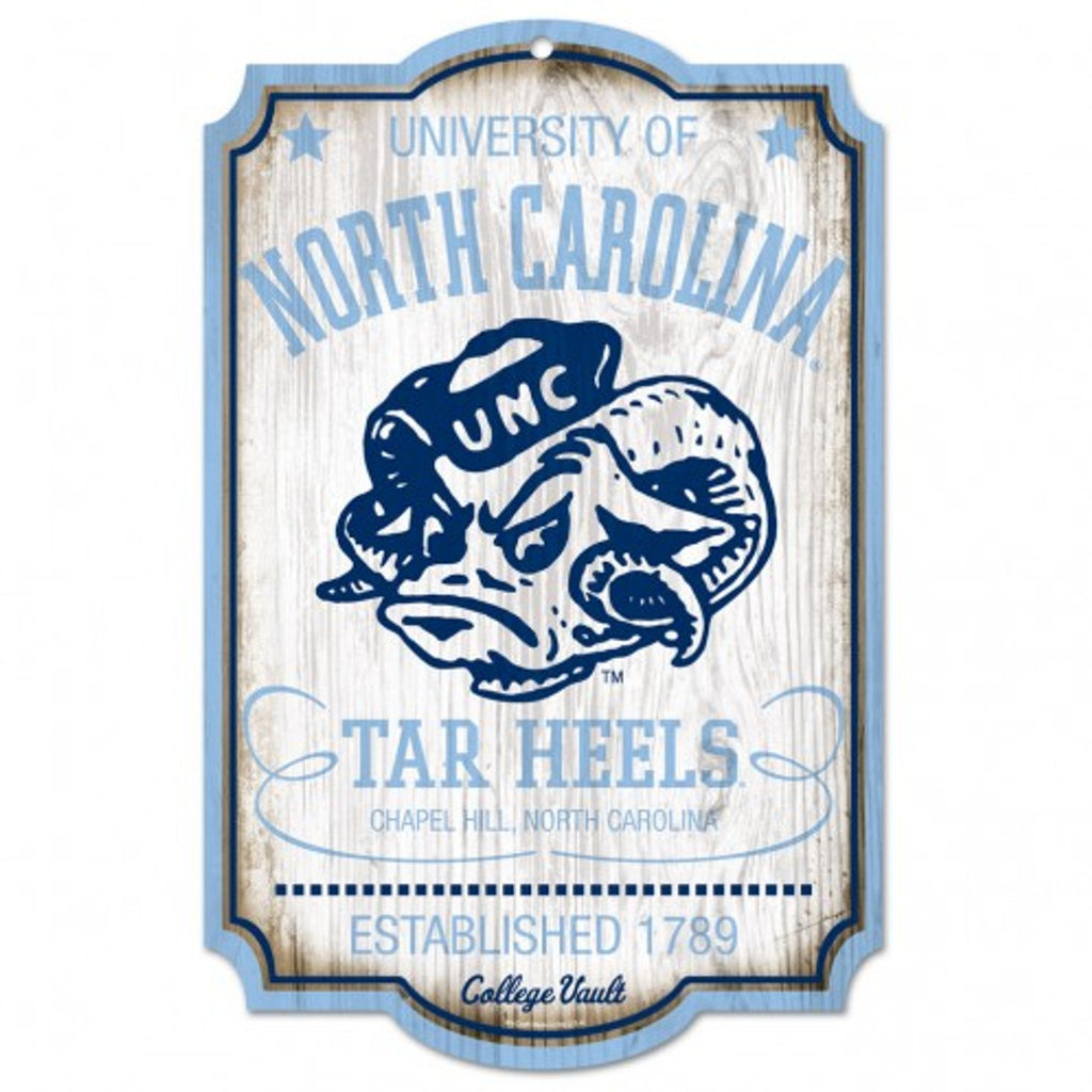 North Carolina Tar Heels Wood Sign College Vault 11" x 17" Special Order