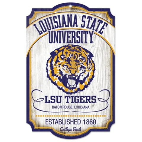 LSU Tigers Wood Sign College Vault