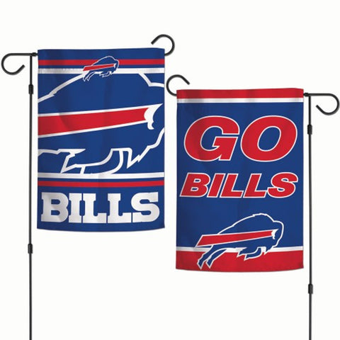 Buffalo Bills Flag 12x18 Garden Style 2 Sided Slogan Design Special Order