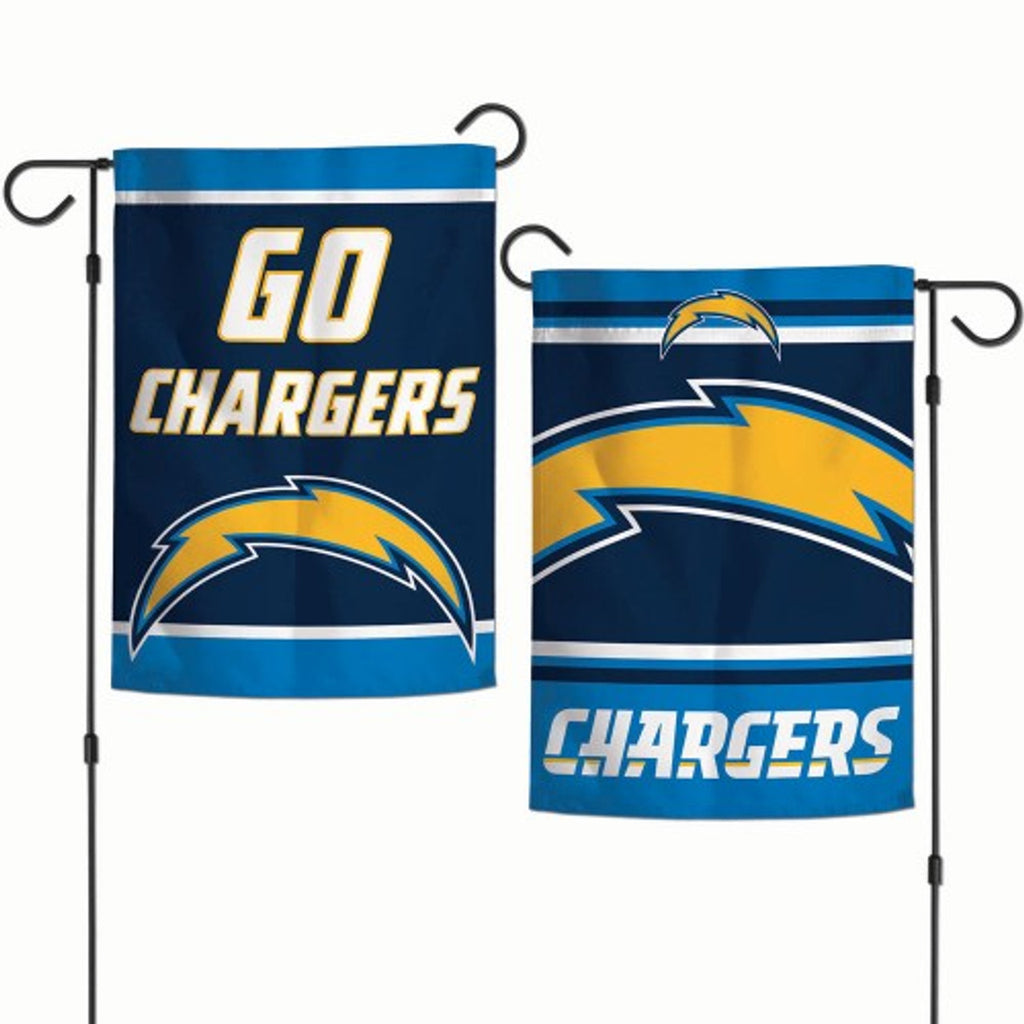 Los Angeles Chargers Flag 12x18 Garden Style 2 Sided Slogan Design Special Order