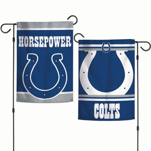 Indianapolis Colts Flag 12x18 Garden Style 2 Sided Slogan Design Special Order