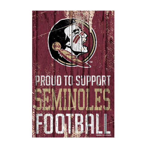 Florida State Seminoles Sign 11x17 Wood Proud to Support Design Special Order