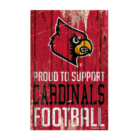 Louisville Cardinals Sign 11x17 Wood Proud to Support Design