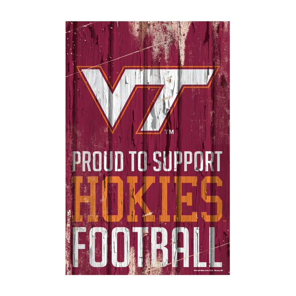Virginia Tech Hokies Sign 11x17 Wood Proud to Support Design Special Order