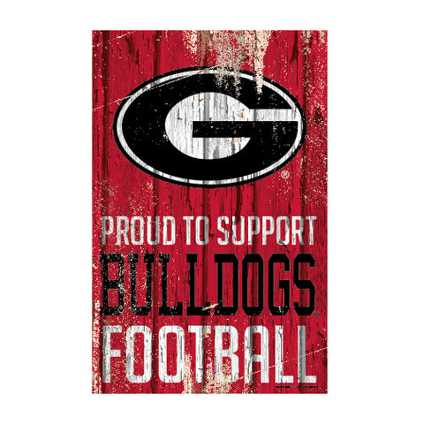 Georgia Bulldogs Sign 11x17 Wood Proud to Support Design 