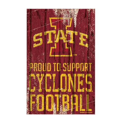 Iowa State Cyclones Sign 11x17 Wood Proud to Support Design 