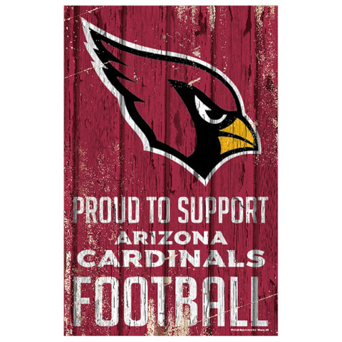 Arizona Cardinals Sign 11x17 Wood Proud to Support Design 