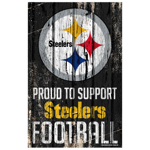 Pittsburgh Steelers Sign 11x17 Wood Proud to Support Design 