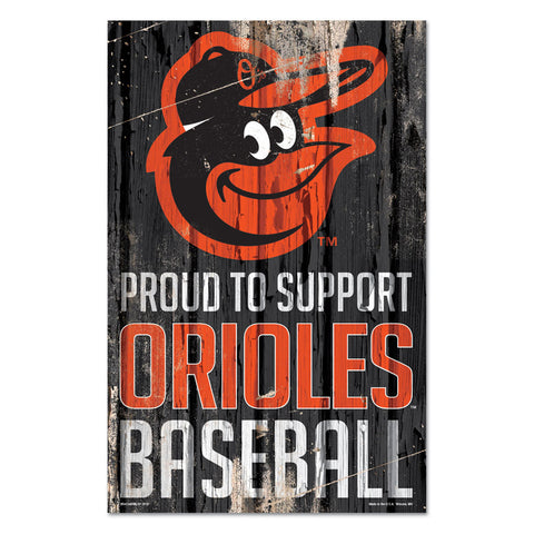Baltimore Orioles Sign 11x17 Wood Proud to Support Design Special Order
