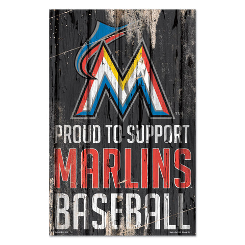Miami Marlins Sign 11x17 Wood Proud to Support Design Special Order