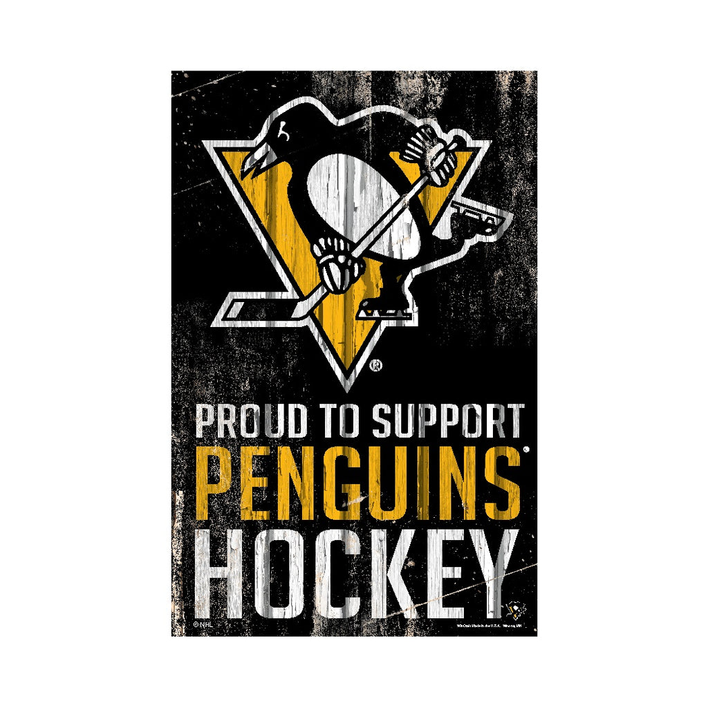 Pittsburgh Penguins Sign 11x17 Wood Proud to Support Design 