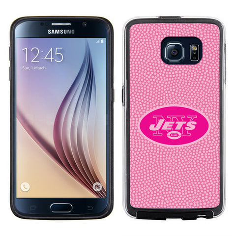 New York Jets Phone Case Pink Football Pebble Grain Feel Samsung Galaxy S6 