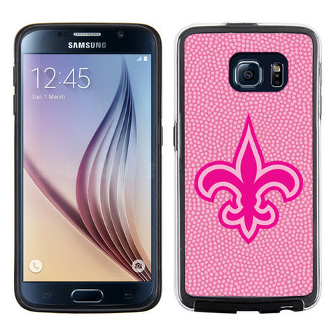 New Orleans Saints Phone Case Pink Football Pebble Grain Feel Samsung Galaxy S6 