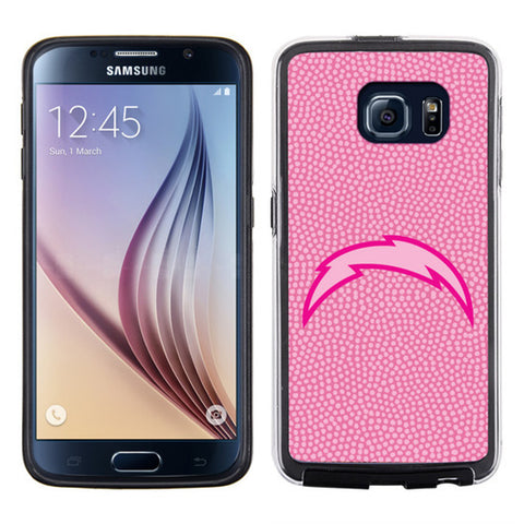 Los Angeles Chargers Phone Case Pink Football Pebble Grain Feel Samsung Galaxy S6 CO