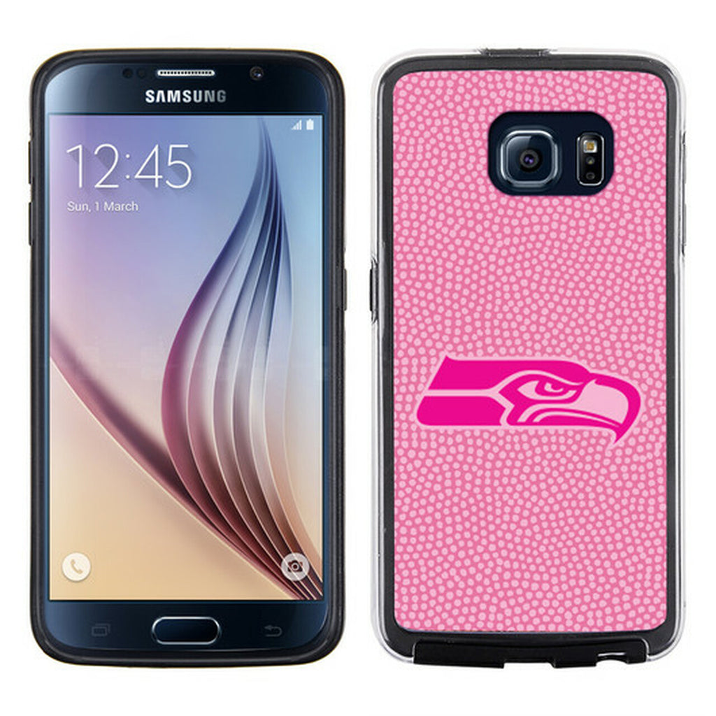 Seattle Seahawks Phone Case Pink Football Pebble Grain Feel Samsung Galaxy S6 