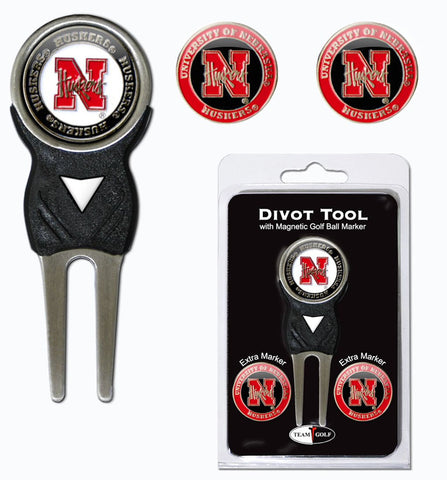 Nebraska Cornhuskers Golf Divot Tool with 3 Markers