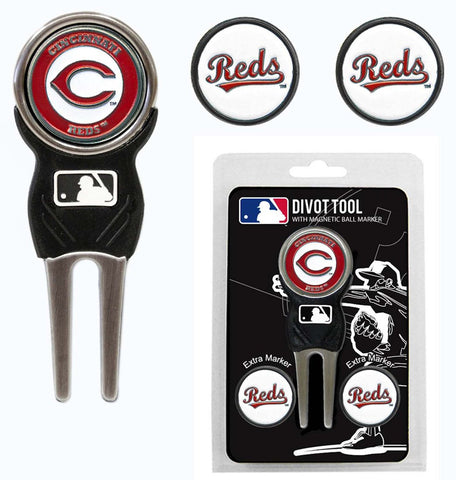 Cincinnati Reds Golf Divot Tool with 3 Markers Special Order