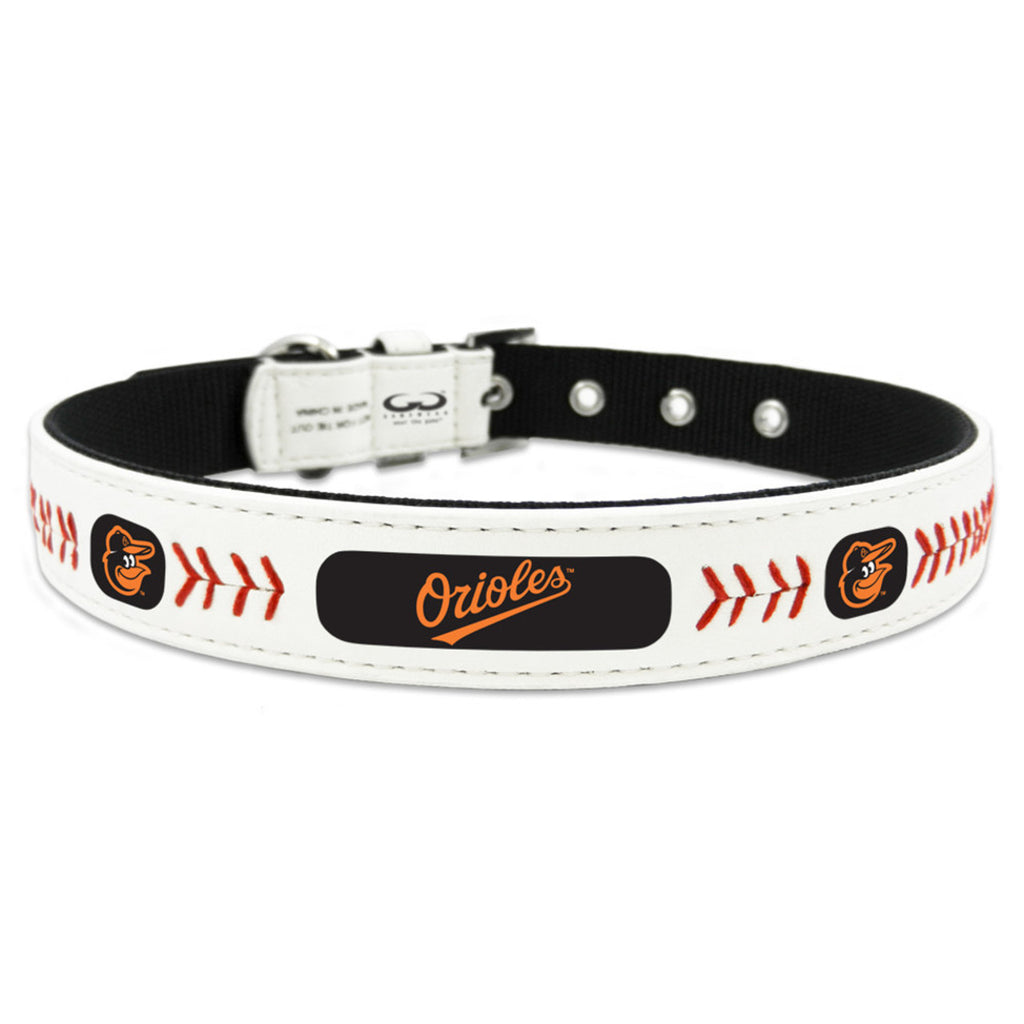 Baltimore Orioles Pet Collar Classic Baseball Leather Size Small