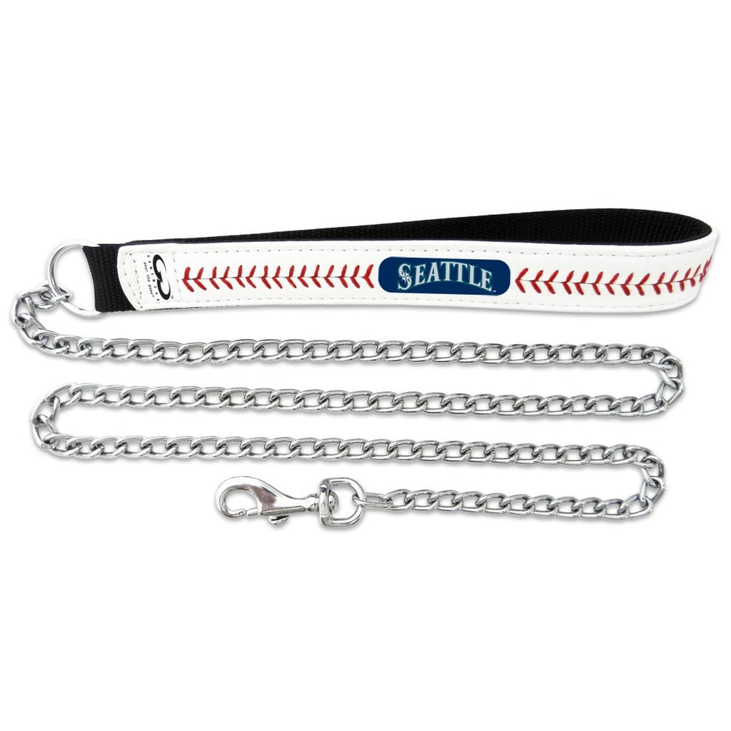 Seattle Mariners Pet Leash Leather Chain Baseball Size Large 