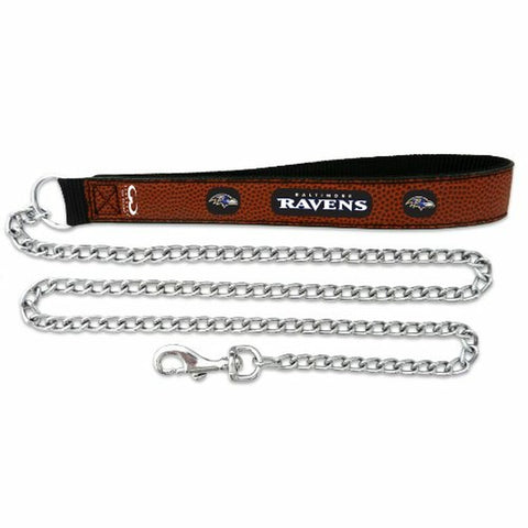 Baltimore Ravens Pet Leash Leather Chain Football Size Large 