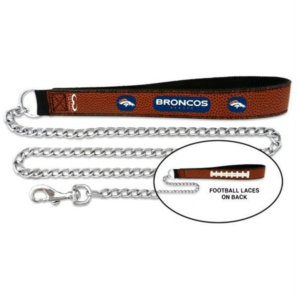 Denver Broncos Pet Leash Football Leather Chain Size