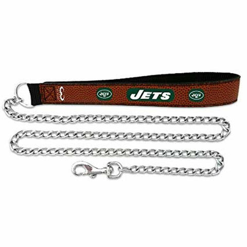 New York Jets Pet Leash Leather Chain Football Size Large 