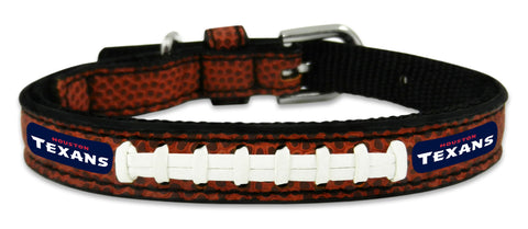 Houston Texans Pet Collar Leather Classic Football Size Toy 