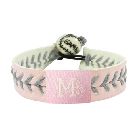 Ole Miss Rebels Braves Bracelet Baseball Pink Silver Thread CO