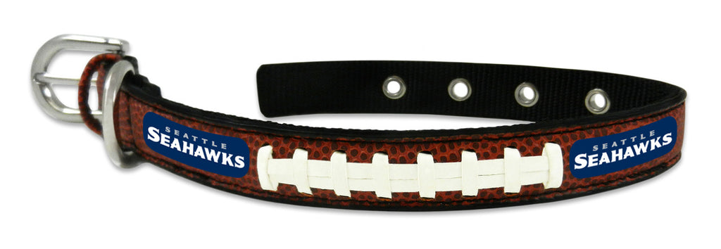 Seattle Seahawks Pet Collar Leather Classic Football Size CO