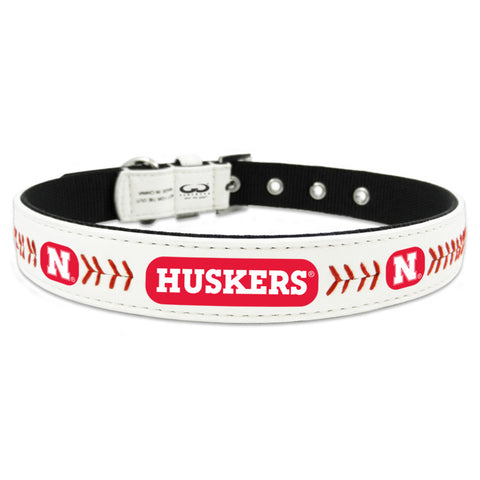Nebraska Cornhuskers Pet Collar Classic Baseball Leather Size CO
