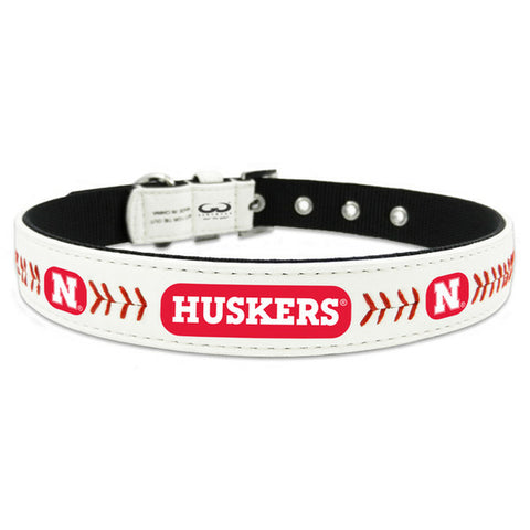 Nebraska Cornhuskers Pet Collar Classic Baseball Leather Size Medium 