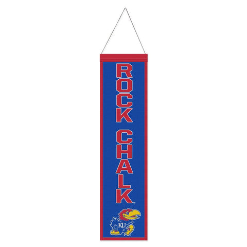 Kansas Jayhawks Banner Wool 8x32 Heritage Slogan Design Special Order