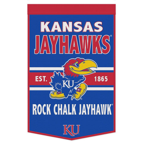 Kansas Jayhawks Banner Wool 24x38 Dynasty Slogan Design Special Order