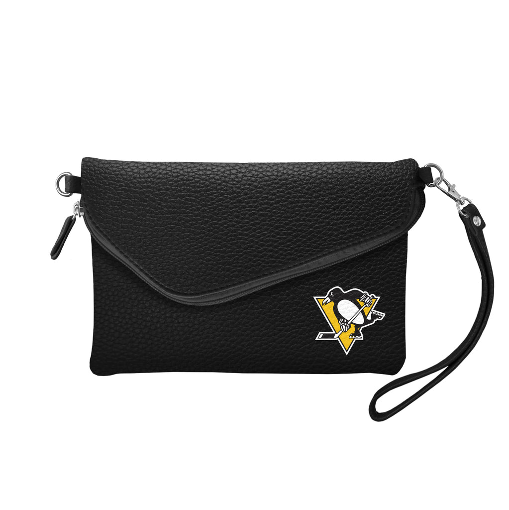 Pittsburgh Penguins Fold Over Crossbody Pebble - Black