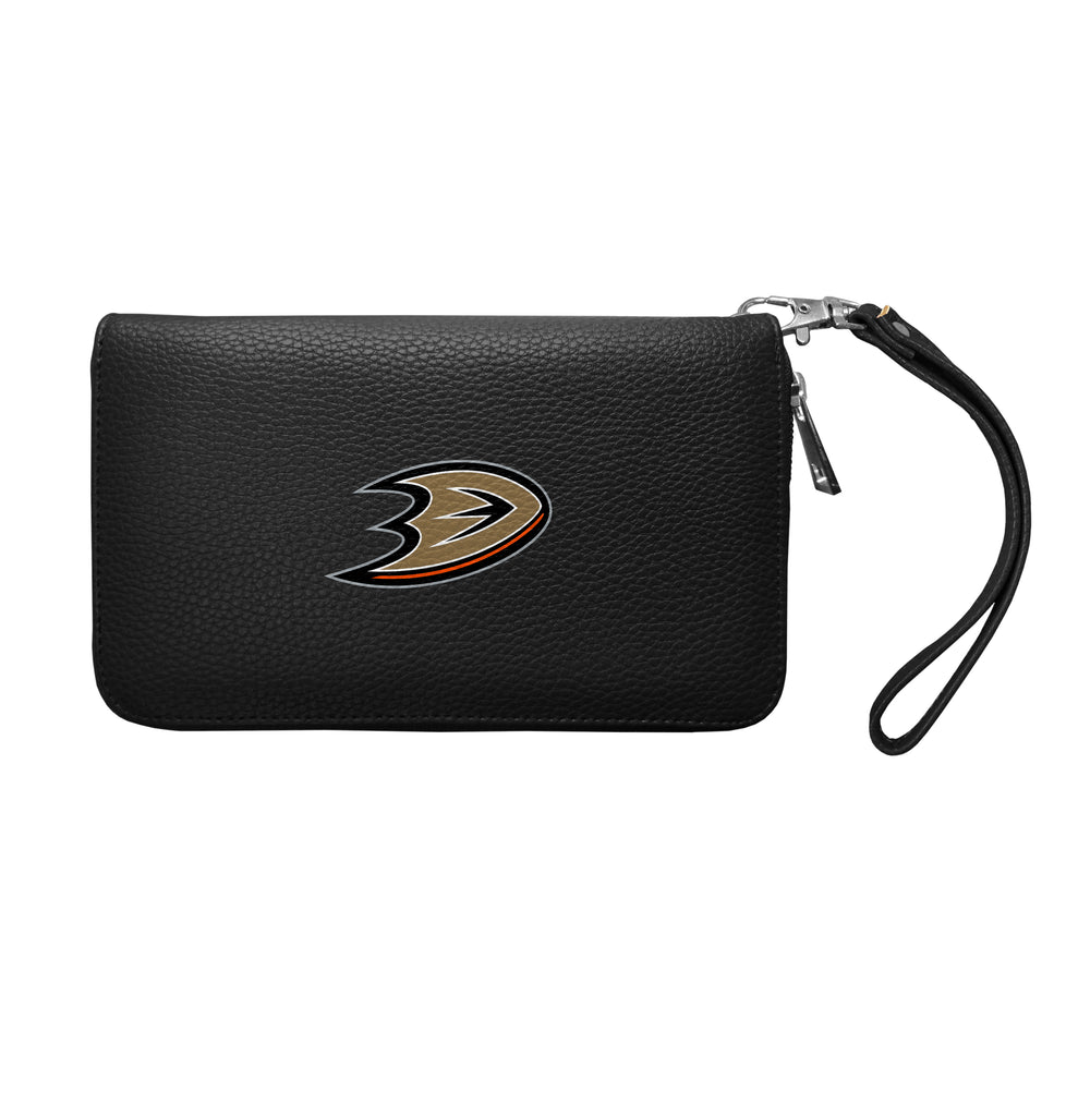 Anaheim Mighty Ducks Zip Organizer Wallet Pebble - Black