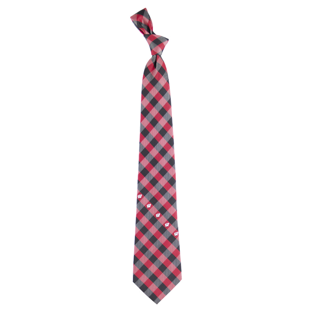  Wisconsin Badgers Check Style Neck Tie
