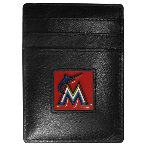 Miami Marlins Wallet Leather Money Clip Card Holder 