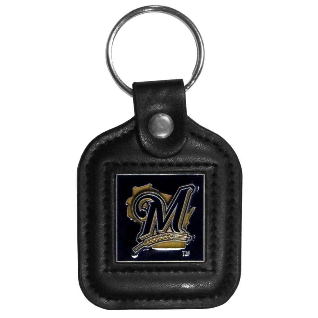 Milwaukee Brewers Key Ring Square Leather 