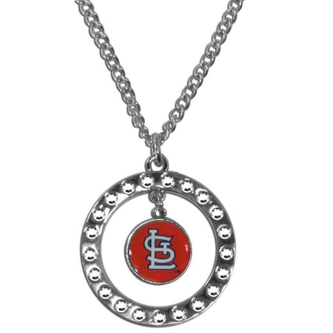St. Louis Cardinals Necklace Chain Rhinestone Hoop 