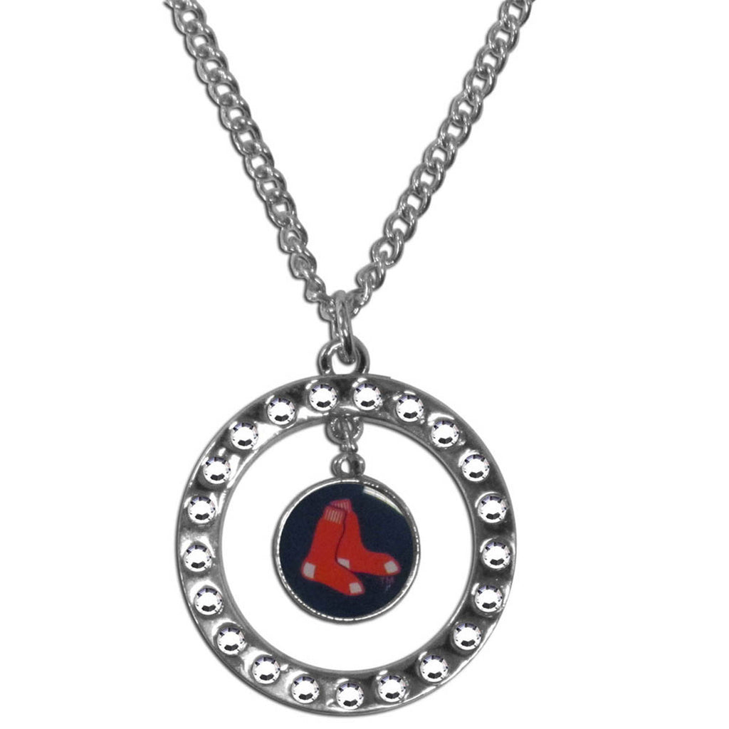 Boston Red Sox Necklace Chain Rhinestone Hoop 