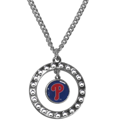 Philadelphia Phillies Necklace Chain Rhinestone Hoop 