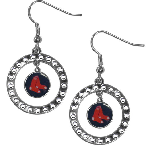 Boston Red Sox Earrings Hoop Rhinestone 