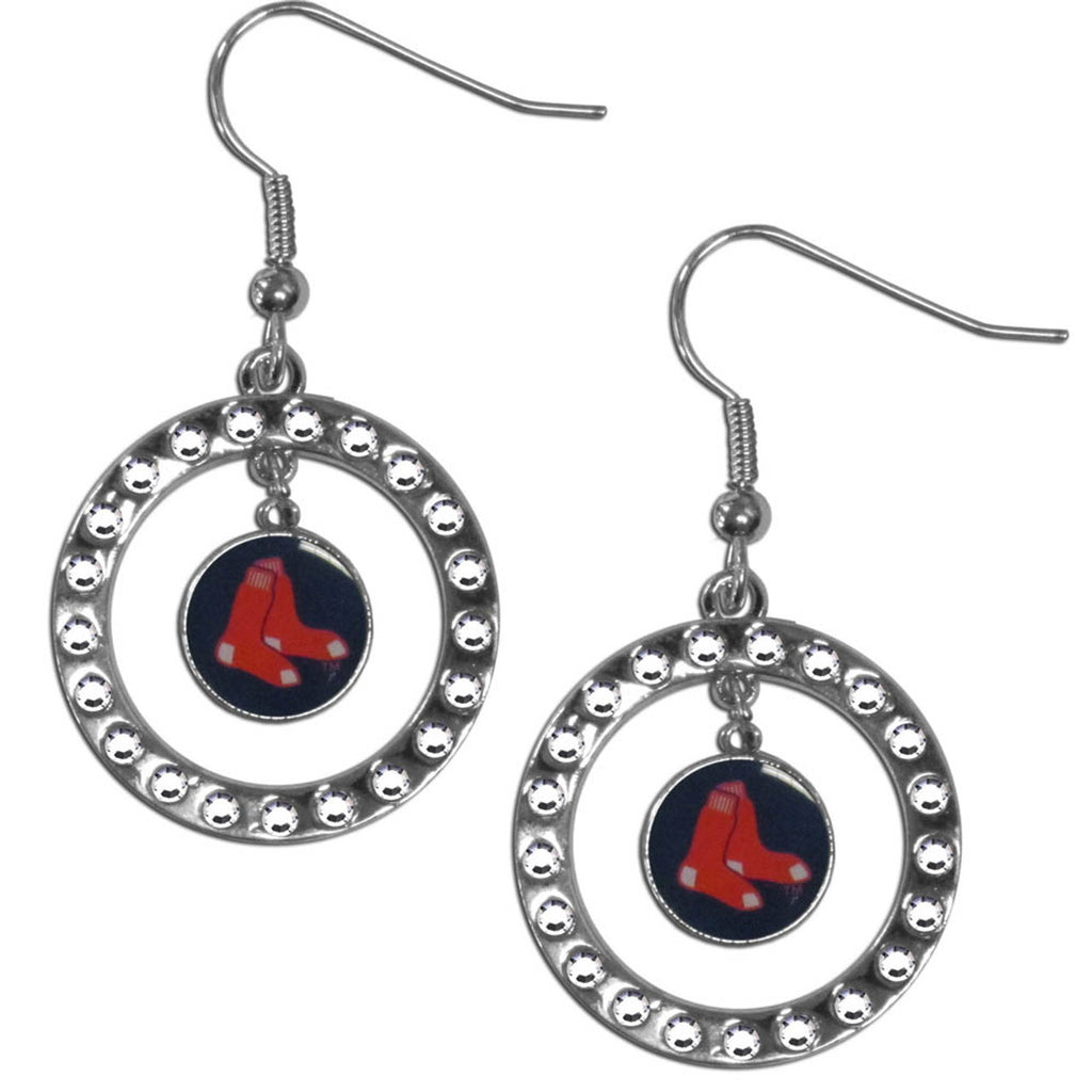 Boston Red Sox Earrings Hoop Rhinestone CO