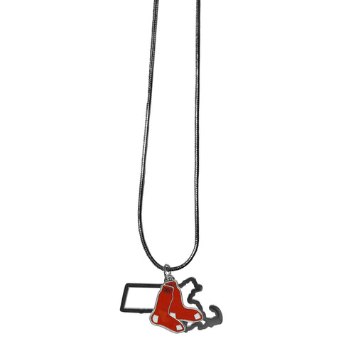 Boston Red Sox Necklace Chain with State Shape Charm 