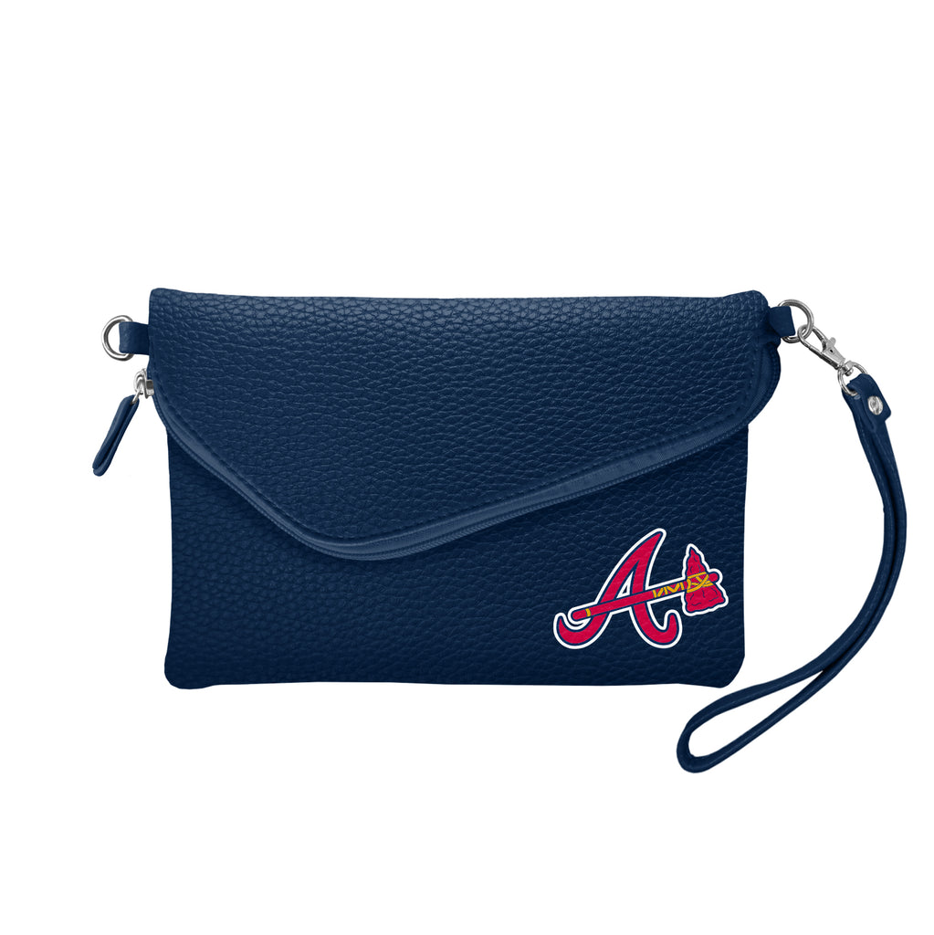 Atlanta Braves Fold Over Crossbody Pebble - NAVY